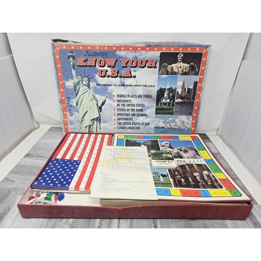 Vintage 1971‎ Amway Know Your U.S.A. Board Game W/ Instructions COMPLETE Trivia